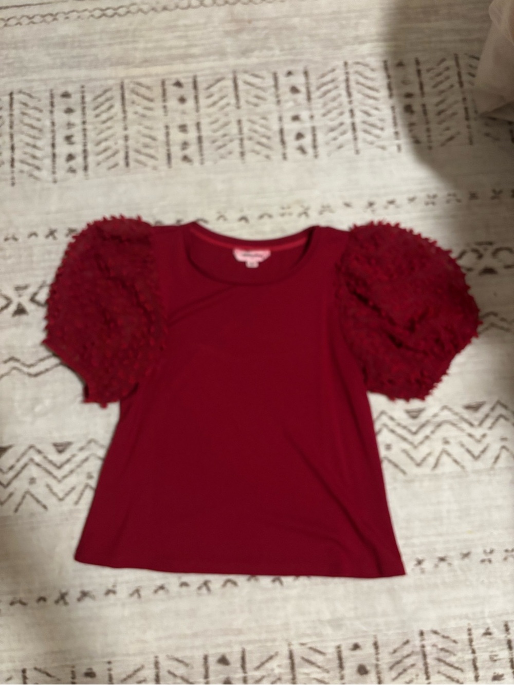 mittoshop Red Puff Sleeve Woman’s Top